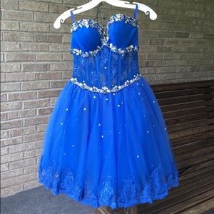 strapless royal blue dress